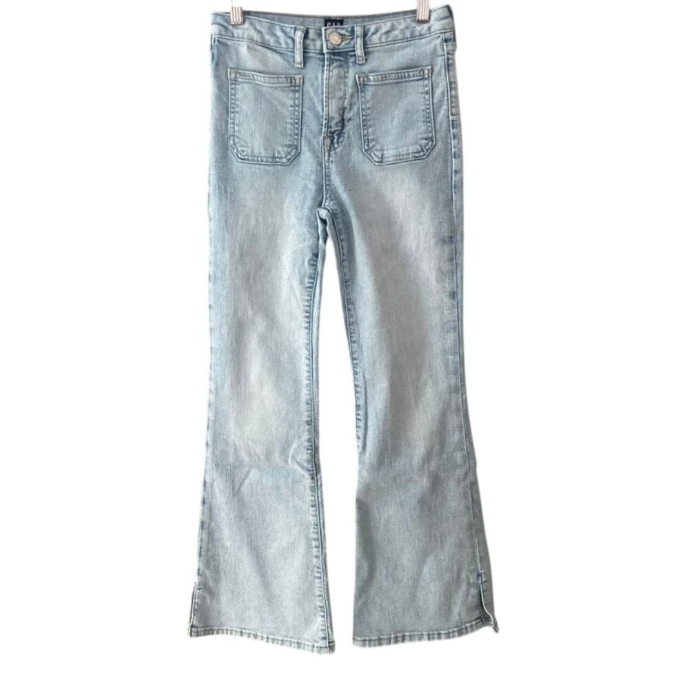 Gap 70s Flare Jeans Patch Pockets - Light Wash Denim - 12